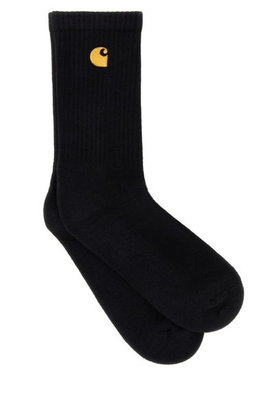 CARHARTT CARHARTT WIP BLACK STRETCH COTTON BLEND CHASE SOCKS