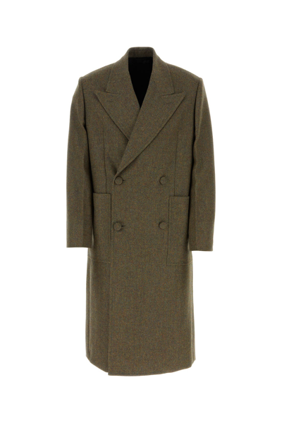 Givenchy Men's Long Oversized Double Breasted Coat In Wool In Brown