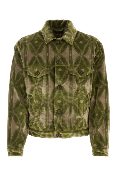 Etro Velvet-effect Jacquard Jacket In Green