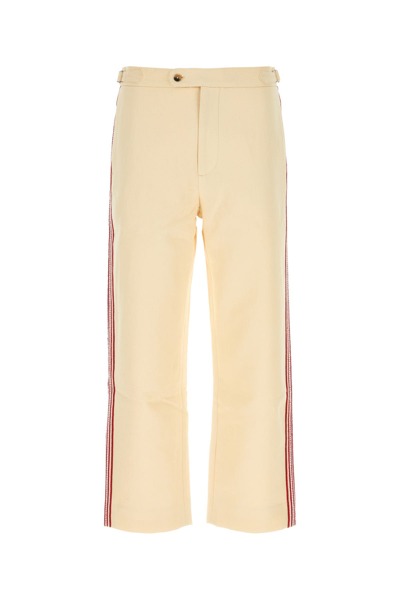 Bode Man Ivory Cotton Pant In Cream