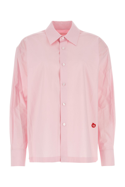 Alexander Wang T T By Alexander Wang Logo Embroidered Buttoned Shirt In Pink