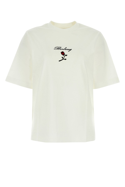 BURBERRY BURBERRY WHITE STRETCH COTTON T-SHIRT