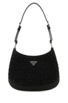 Prada Cleo Embellished Shoulder Bag In Black