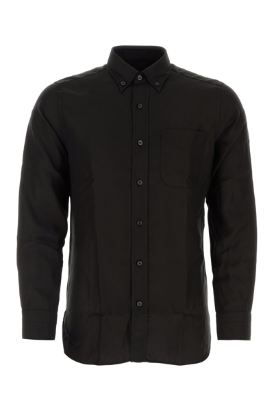 Tom Ford Light Fluid Fine Gabardine Slim Fit Shirt Hso001fmt058 Lb999 In Black