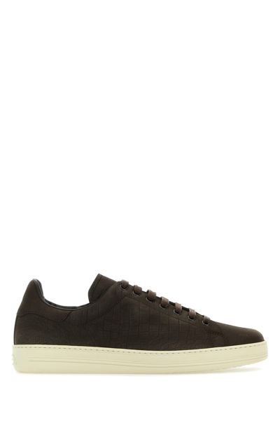 Tom Ford Coconut Velvet Trainers In Brown