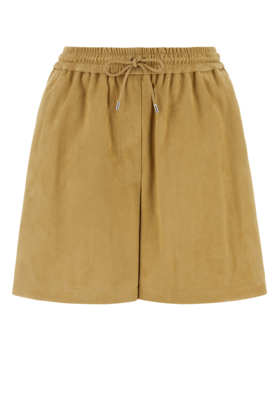 Loewe Mid-rise Suede Shorts In Gold