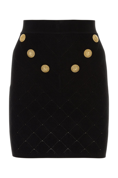 Balmain Fine-knit Mini Skirt In Pa Noir