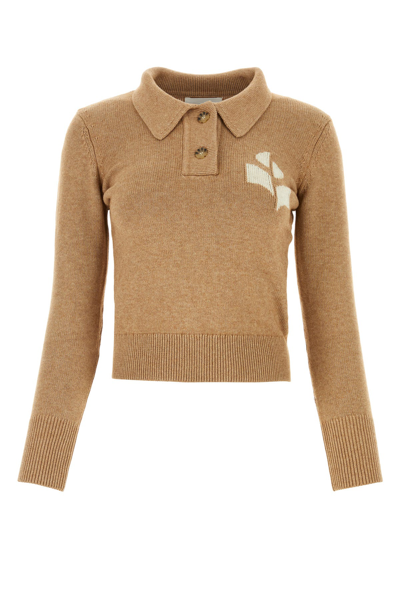 Isabel Marant Étoile Melange Biscuit Cotton Blend Nola Polo Shirt In Brown