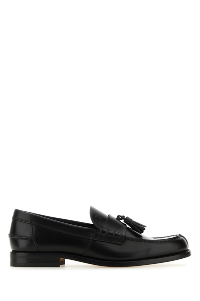 Tod's Polished Leather Loafers With Decorative Tassels In Black