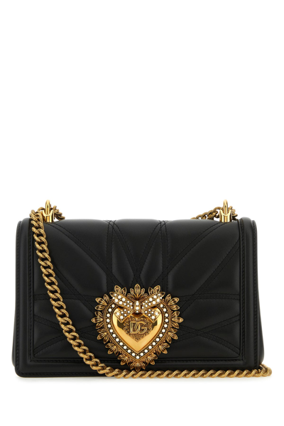 Dolce & Gabbana Devotion Quilted Nappa Leather Medium Bag In Black