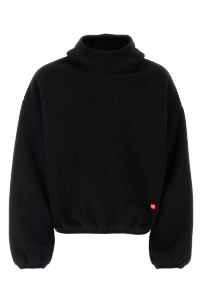 Alexander Wang Pile Sweatshirt With Hood And Turtleneck In Black