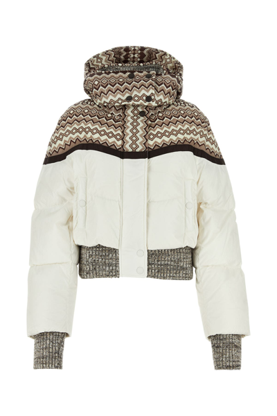 Chloé Contrasting Nylon Quilted Coat In Cream