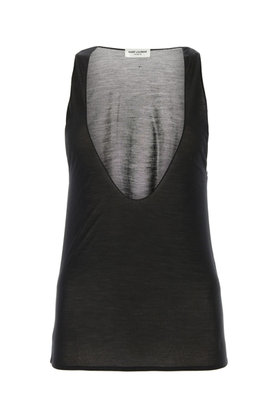 SAINT LAURENT CANOTTA IN SETA NERA DONNA