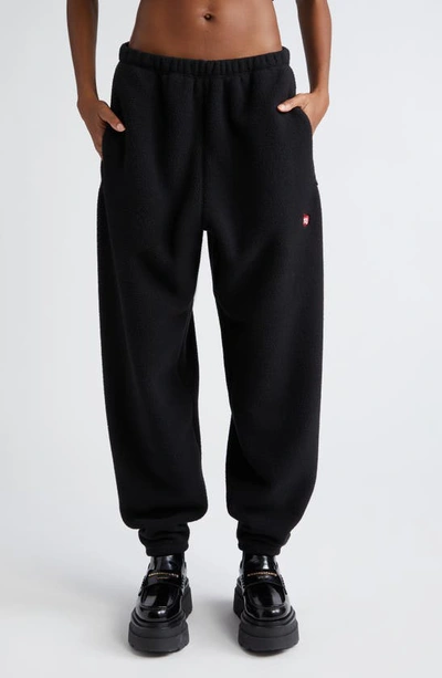 Alexander Wang Apple Patch Fleece Sweatpants In Black