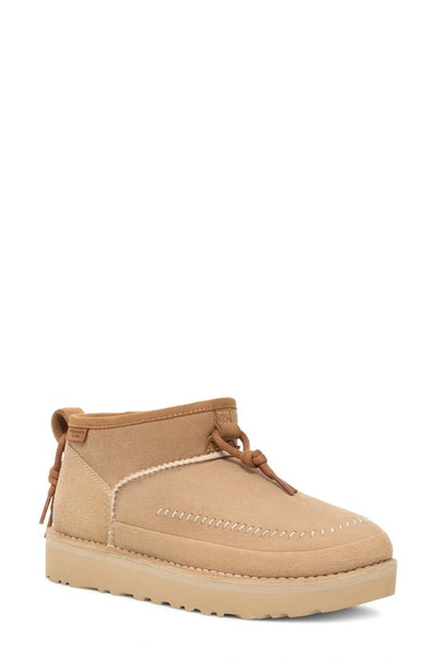 Ugg Ultra Mini Crafted Regenerate Genuine Shearling Lined Bootie In Sand