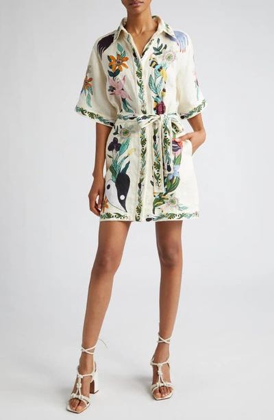 Alemais Meagan Linen-cotton Mini Dress In Neutrals