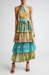 ALEMAIS DREAMER FLORAL BELTED TIERED LINEN & RAMIE MAXI SUNDRESS