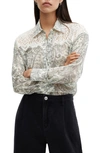 Mango Paisley Print Lace Inset Button-up Shirt In Off White
