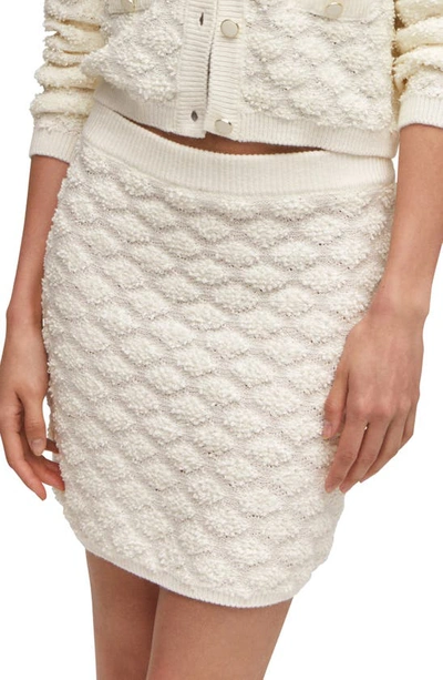Mango Textured Knit Miniskirt In Ecru
