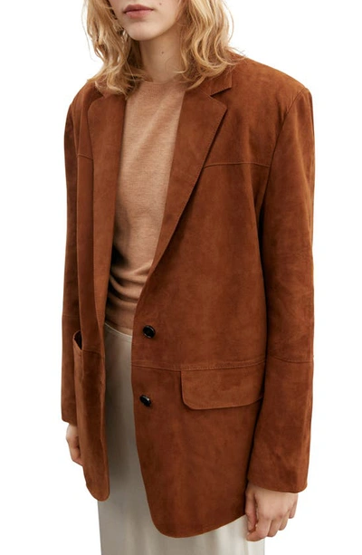 Mango Women's Oversized Genuine Blazer In Brown