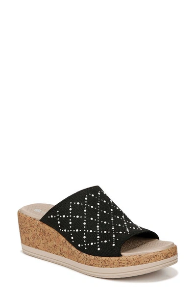 Bzees Royal Wedge Sandal In Black Fabric