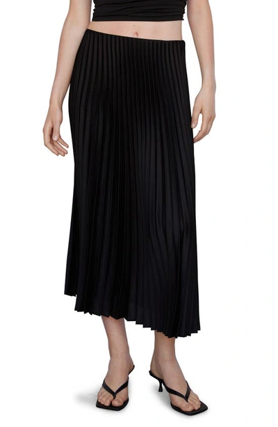 Mango Pleated Midi Skirt In Black