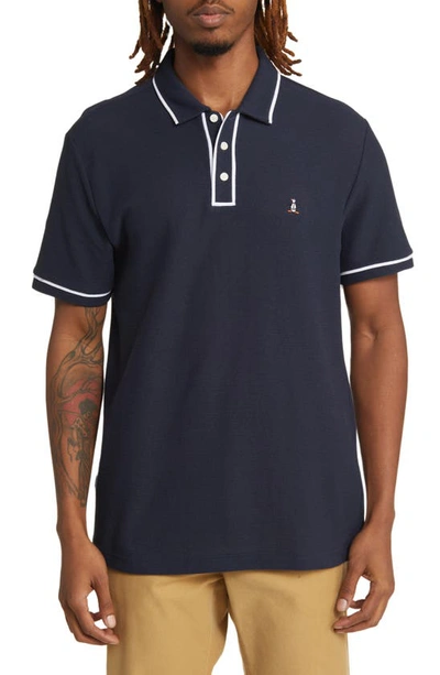 Original Penguin Earl Organic Cotton Mesh Polo In Dark Sapphire