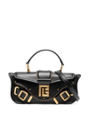BALMAIN 'BLAZE' BLACK CLUTCH BAG WITH PB LOGO AND BUCKLES IN SMOOTH LEATHER WOMAN