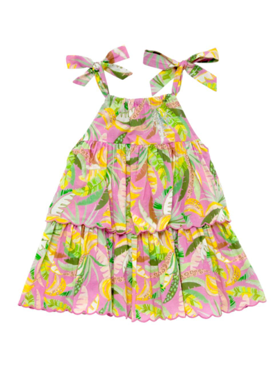 Tutu Du Monde Little Girl's & Girl's Copacabana Palm Tree Print Tiered Dress In Palm Print