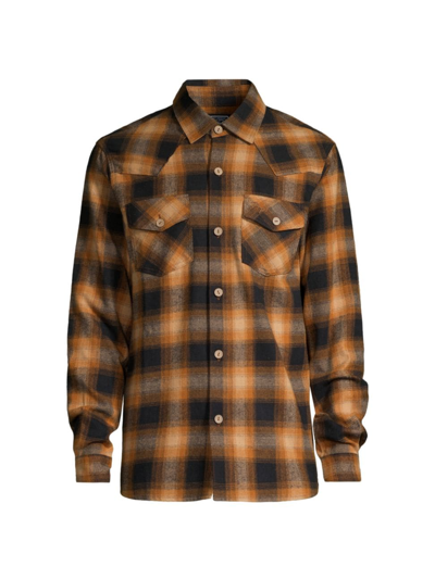 Prps Men's Plaid Flannel Button-down Shirt In Brown Multi