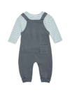 FIRSTS BY PETIT LEM BABY BOY'S 2-PIECE LONG-SLEEVE STRIPED TOP & jumper KNIT dungarees SET