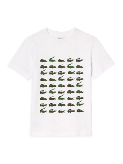 Lacoste Kids' Little Boy's & Boy's Croc Print T-shirt In White