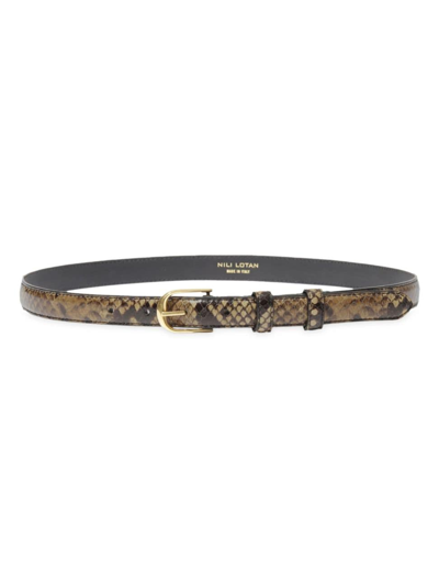 Nili Lotan Women's Jane Snake-embossed Leather Belt In Dark Brown Snake