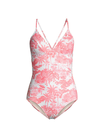 Vineyard Vines Women's Sconset Palm One-piece Swimsuit In Pink Multi