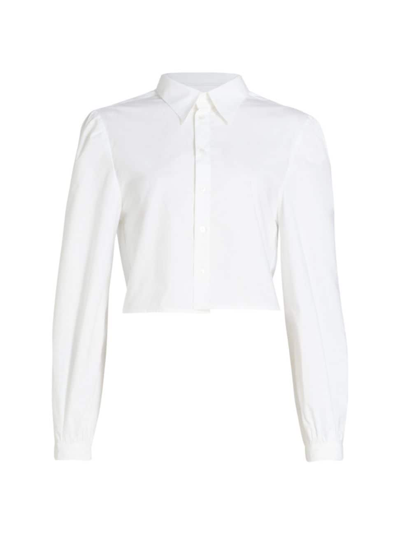 Mm6 Maison Margiela Women's Cropped Poplin Layered Yoke Shirt In White