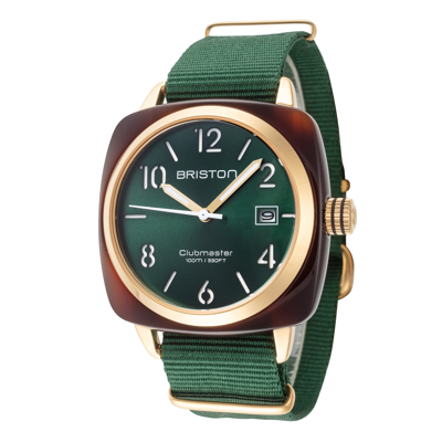 Briston Men's Clubmaster 40mm Tortoise Acetate Quartz Watch In Gold Tone / Green