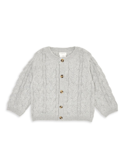 Firsts By Petit Lem Baby's Petit Lem Cable Knit Cardigan In Medium Heather