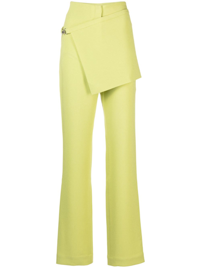 Paris Georgia Detachable-apron Bootcut Trousers In Green