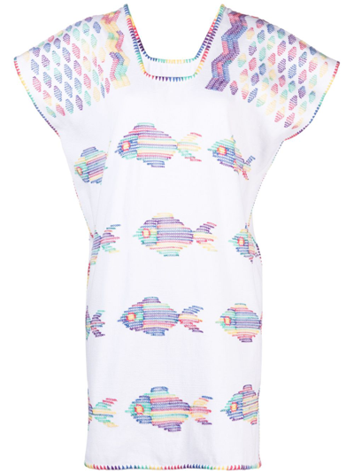 Pippa Holt Fish-embroidered Beach Dress In White