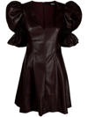 Rotate Birger Christensen Puff-sleeve Flared Minidress In Purple