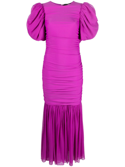 Rotate Birger Christensen Purple Puff Sleeve Chiffon Maxi Dress