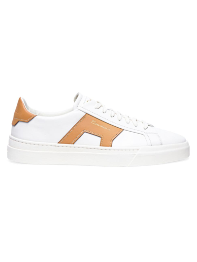 Santoni Men's Double-buckle Lace-up Sneakers In White