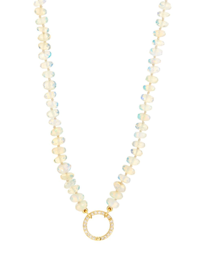 Nina Gilin Women's 14k Yellow Gold, 0.22 Tcw Diamond & Opal Bead Necklace
