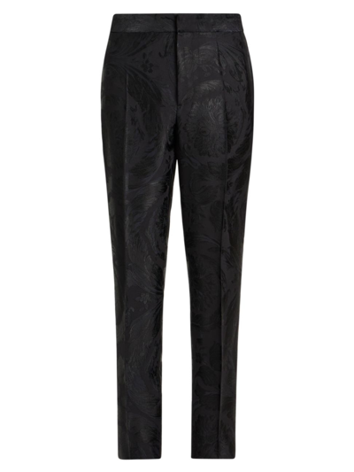 Versace Men's Barocco Jacquard Evening Trousers In Black