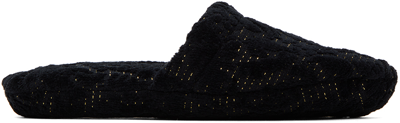 Versace Black Barocco Slippers In 1e880-anthracite