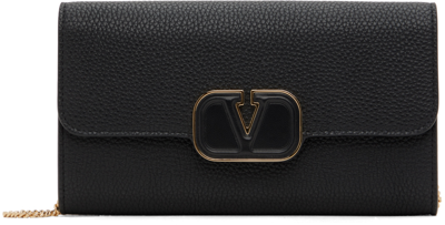 Valentino Garavani Black Vlogo Signature Wallet Bag In 0no Nero