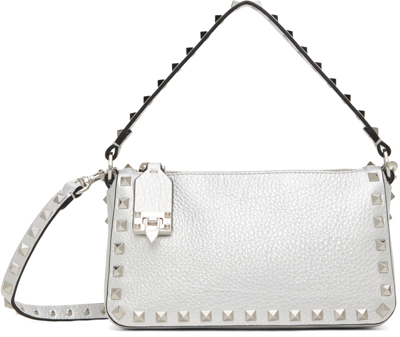 Valentino Garavani Small Rockstud Tote Bag In S13 Silver