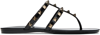 Valentino Black Rockstud Sandals In Black