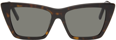 Saint Laurent Tortoiseshell Sl 276 Mica Sunglasses In 033 Shiny Dark Havan