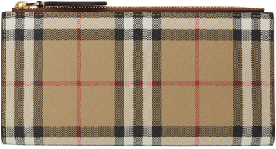 Burberry Beige Check Large Bifold Wallet In Archive Beige